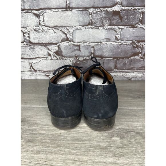 Saks Fifth Ave Blue Suede Leather Wingtip Oxfords Lace Up Shoes Men’s 8M US/41EU - Picture 4 of 16